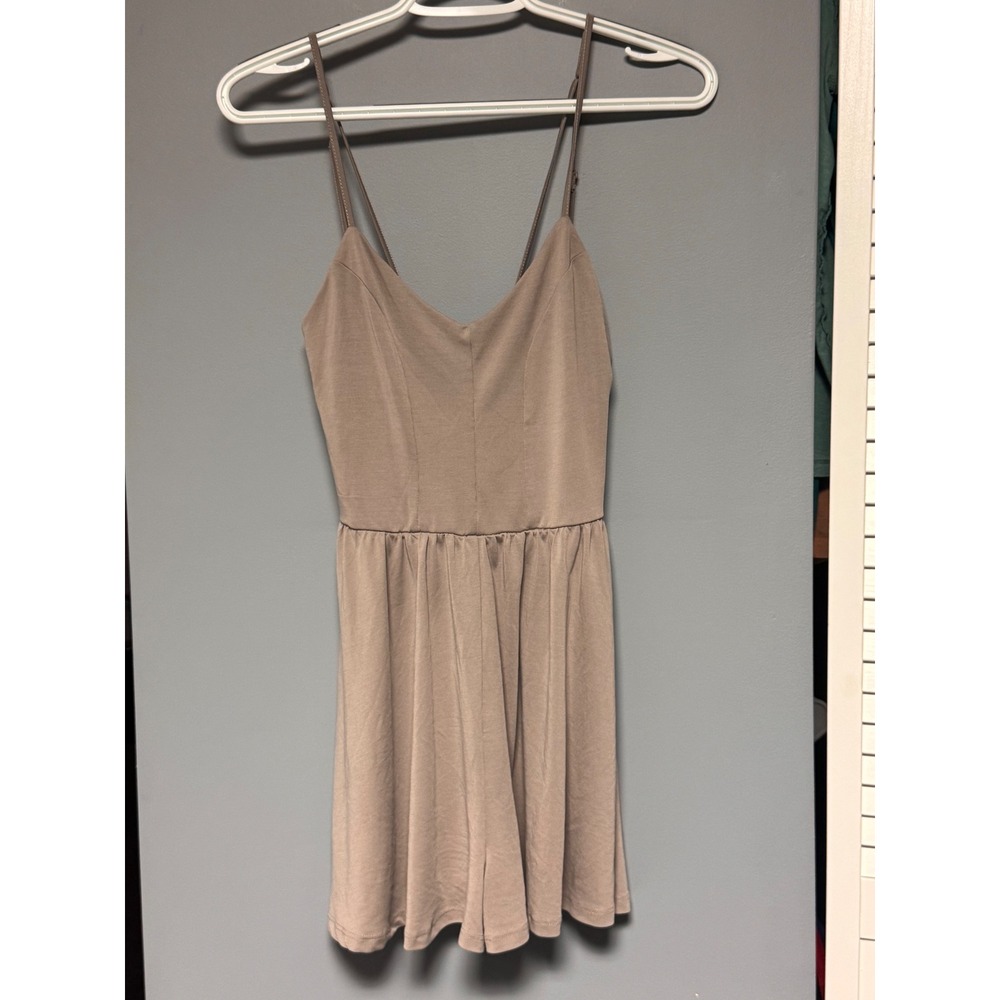 Garage Women Taupe Modal Blend V-Neck Cross Back Romper Size Small Festival Soft